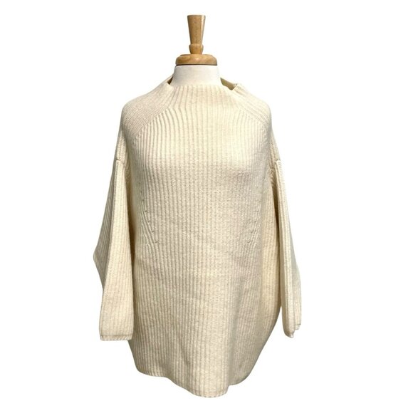 FRAY I.D Wool Blend Oversized Ribbed Mock-Neck Drop Shoulder Sweater size XL - Picture 1 of 7